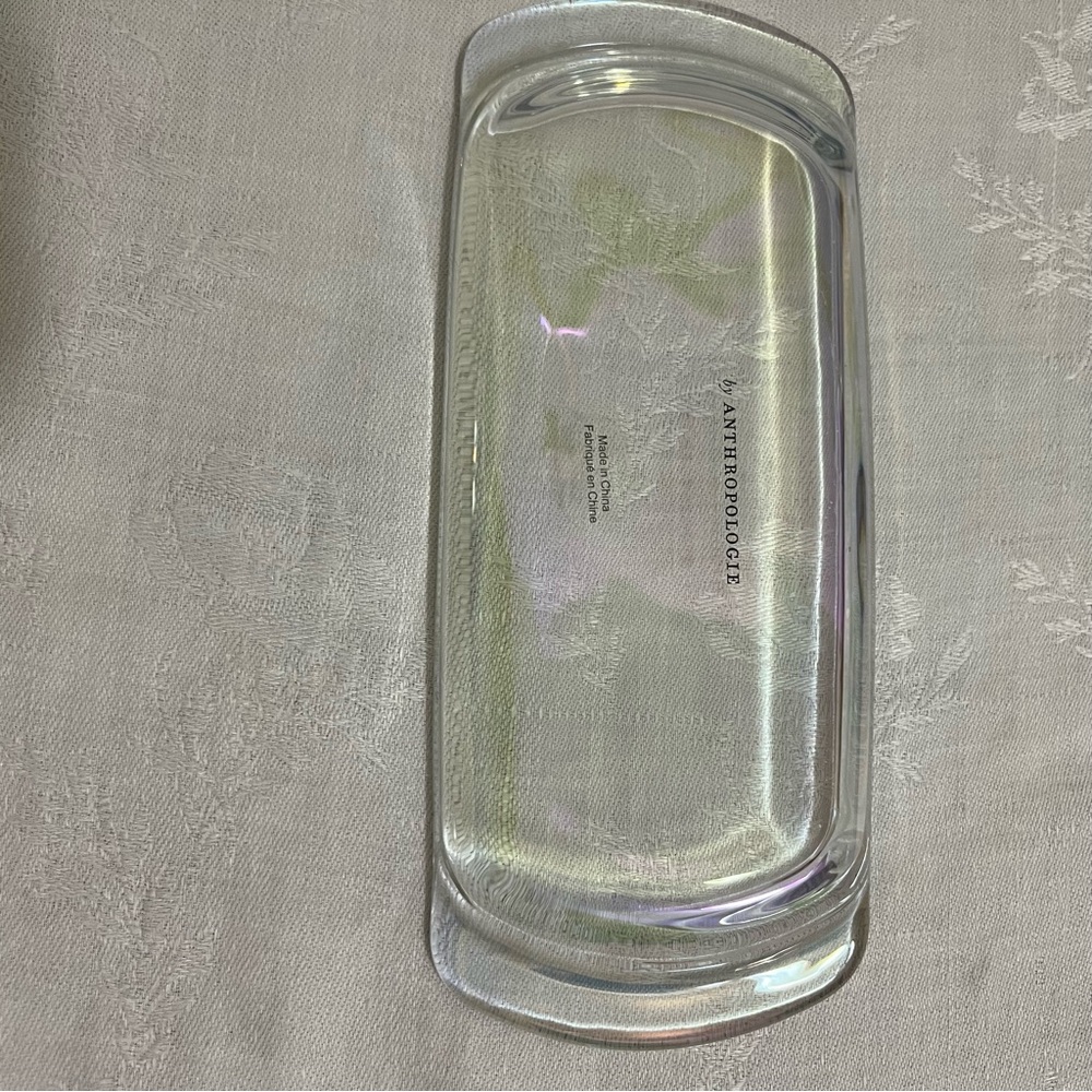 Anthropologie NIB “Sold Out” Clear Luster Glass Butter Dish - Picture 4 of 8